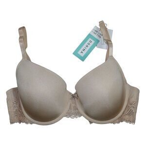 Dorina Adele Lace Lightly Padded Underwire Support Womens Demi Bra NWT Nude